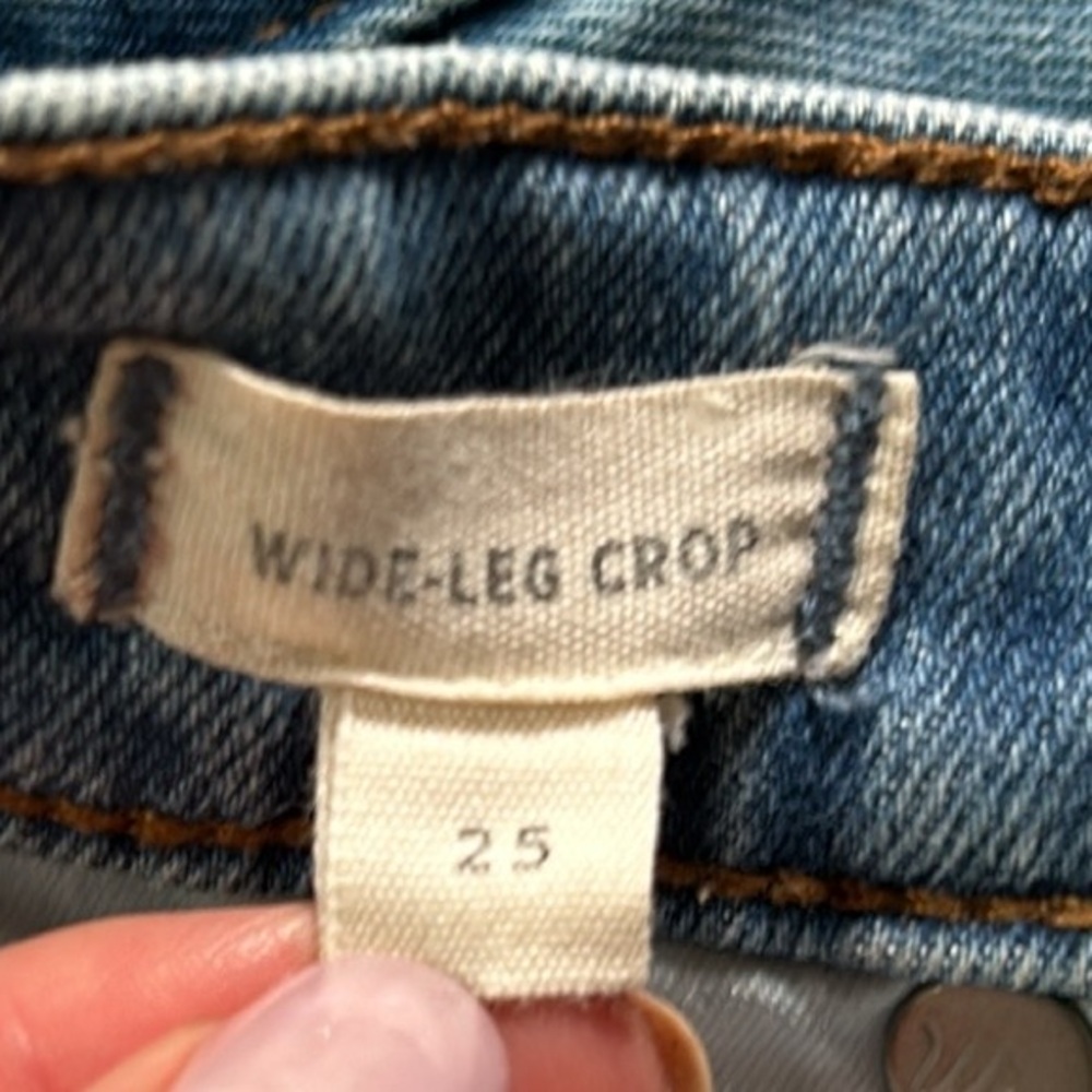 Madewell | 25 Wide Leg Crop Raw Hem Button Fly Front High Rise Jeans H5839 - Picture 9 of 14